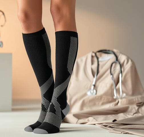 NursingRx compression socks worn on shift